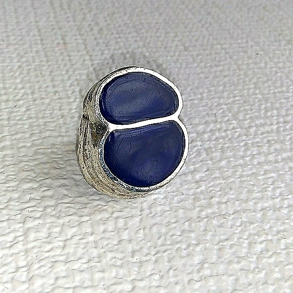 RARE HATTIE CARNEGIE Abstract Blue Inlay Adj. Ring - Picture 14 of 16